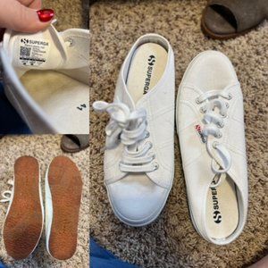 Superga Slip On White Shoes Size 10